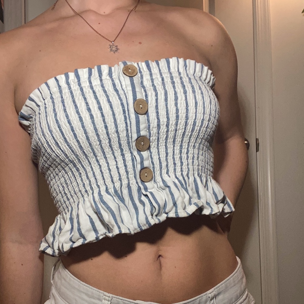 White and Blue Tube Top